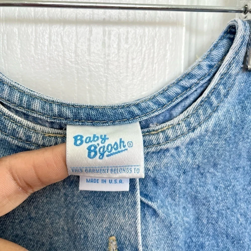 Vintage Oshkosh baby B’gosh denim bubble dress overall jean jumper girl 12M USA - Picture 4 of 9